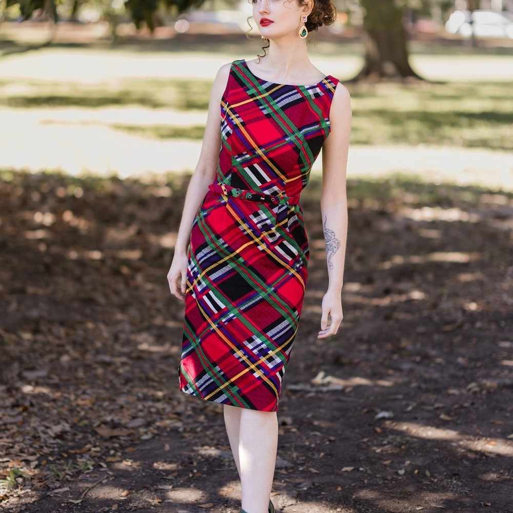 Trashy Diva Classic Wiggle Dress Mad Plaid Size 2 NWT